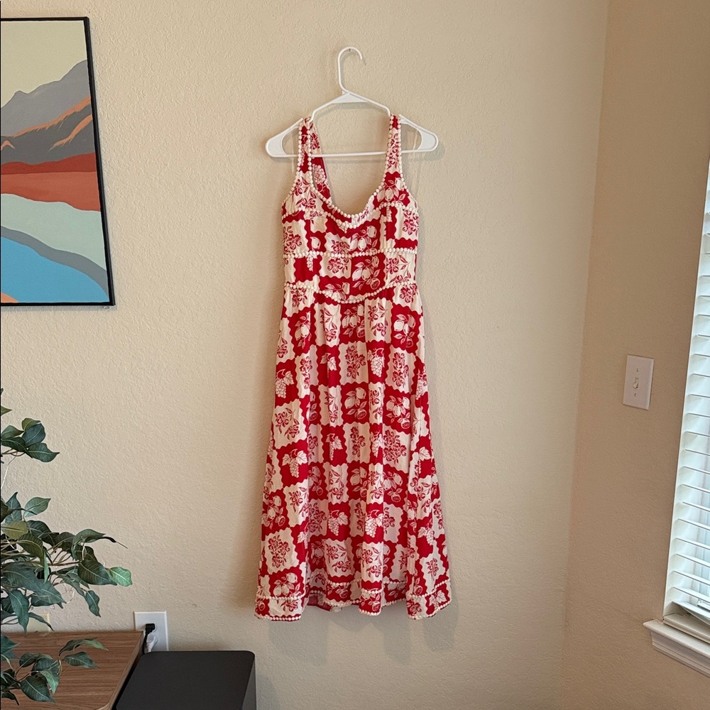Red Floral Midi Dress